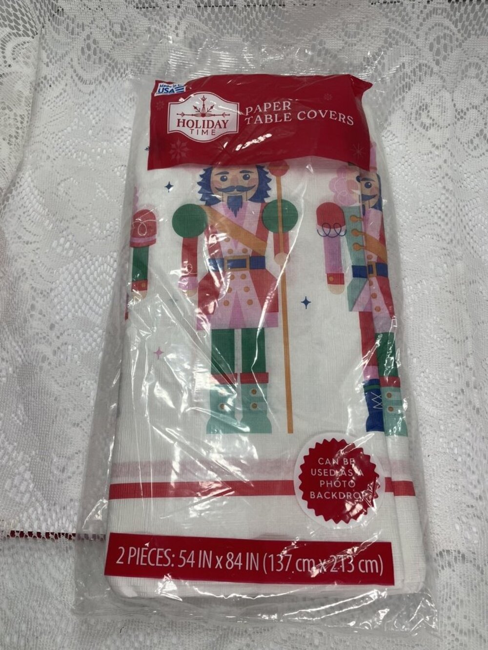 Vintage Holiday  Time Nutcracker Christmas Tablecloth. NOS 54”x84  Made In USA